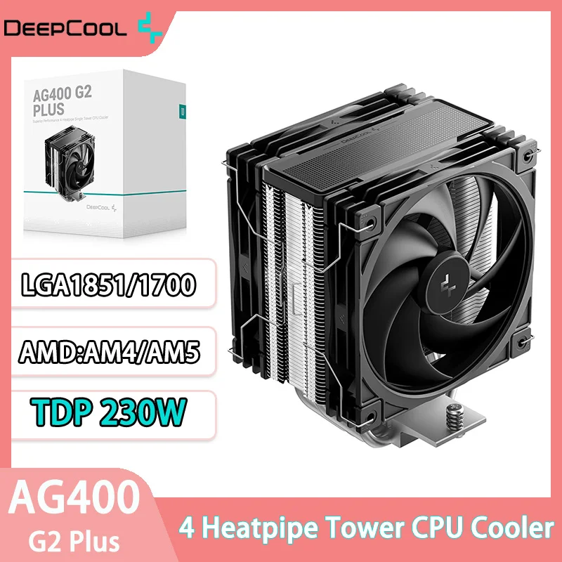 

Deepcool AG400 G2 PLUS 4 Heat Pipe Dual Fan 230W CPU Air-Cooling Radiator 2200RPM Desktop Cooling Fan For LGA1851/1700 AM5/AM4