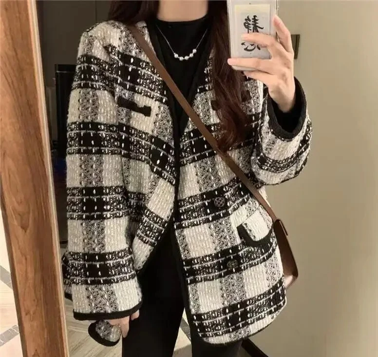 

Women's Early Autumn Thickened Plump Small Fragrance Style Tweed Short Jacket High-End Feeling Street Name Lady