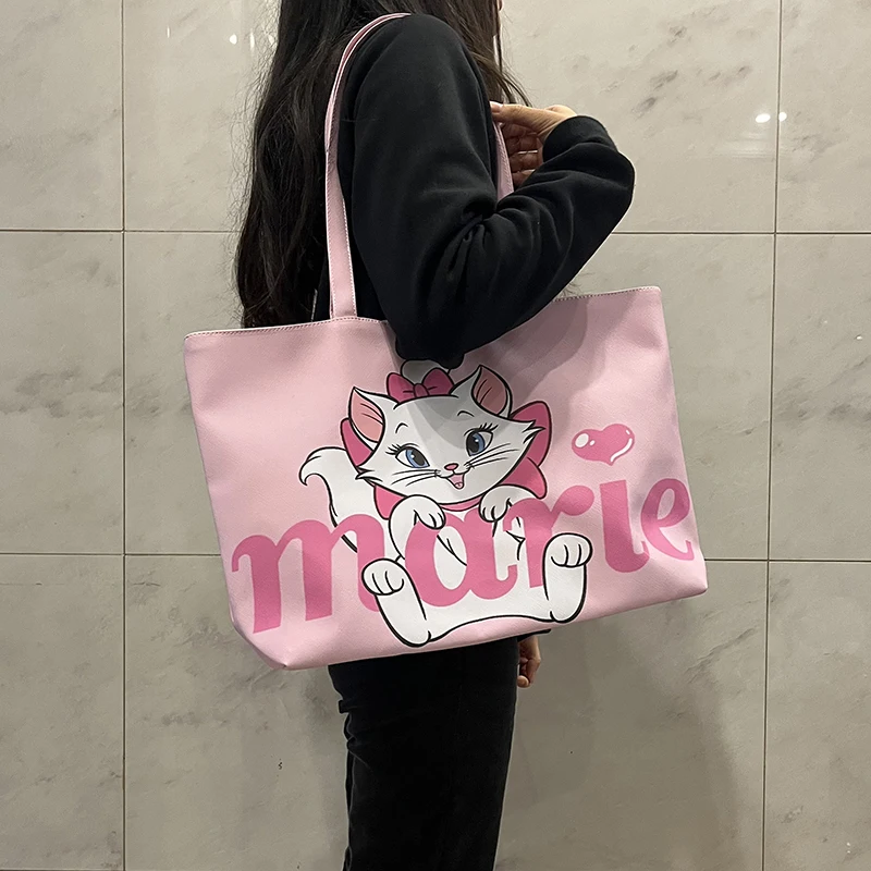 

Disney Stitch Marie Cat 0081 Anime Shoulder Bags Customized PU Cartoon Shopping Bag Casual Tote Storage Handbag Unisex Gift