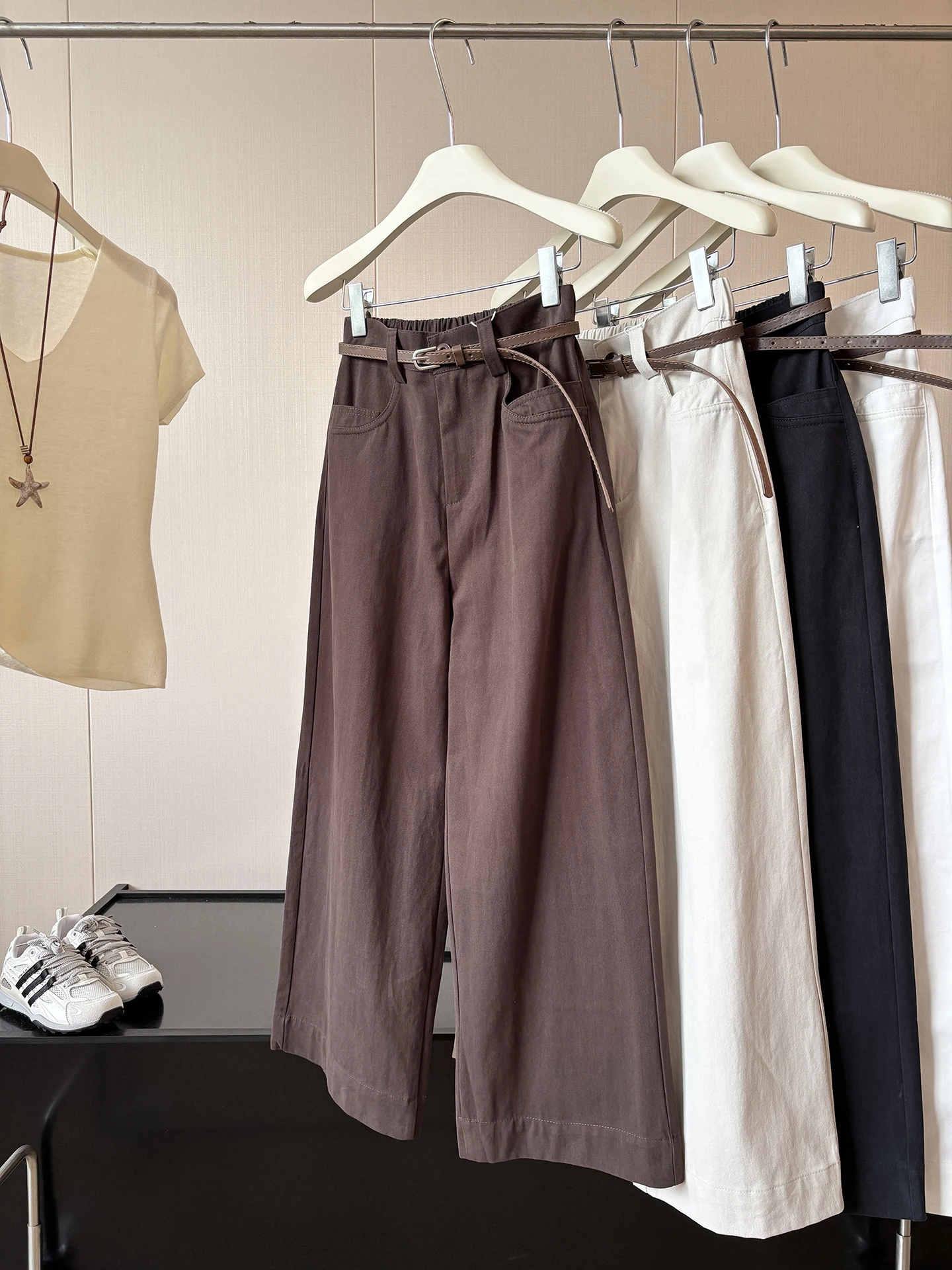 High Waist Wide Leg Pants Women's Loose Casual Autumn Versatile Drapey Straight Leggings Slimming Korean Style Commute Style