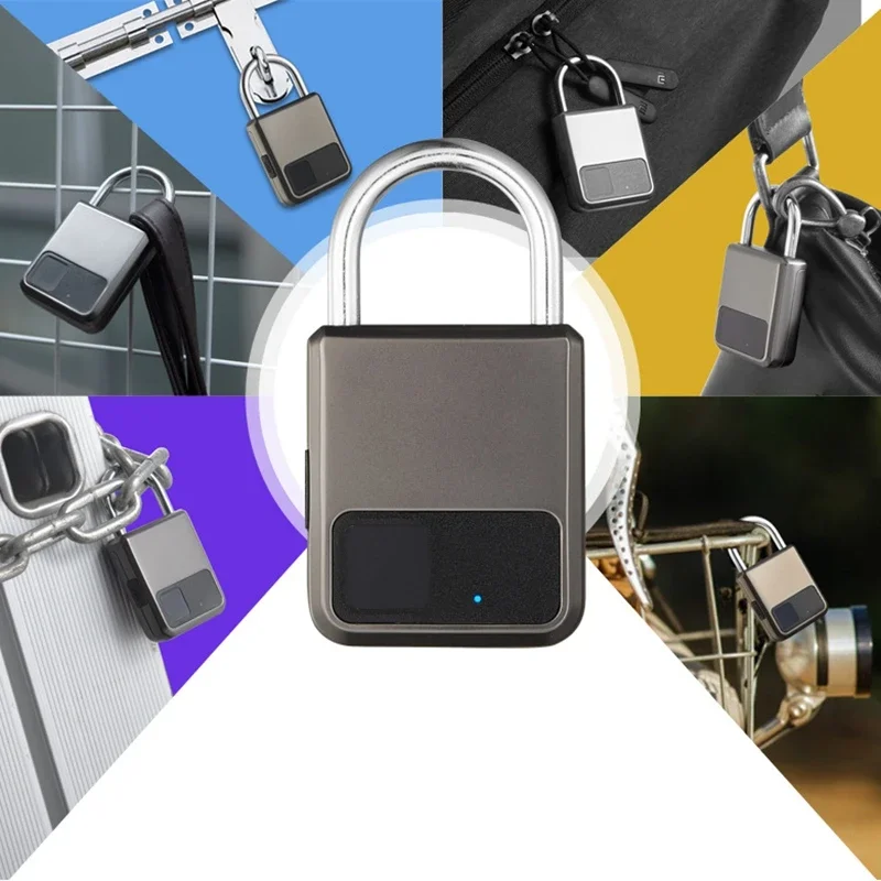 Fingerprint Padlock Waterproof Smart Keyless Security Locker Fingerprint Lock Anti-Theft USB Charge For Bike Gym Locker Luggage