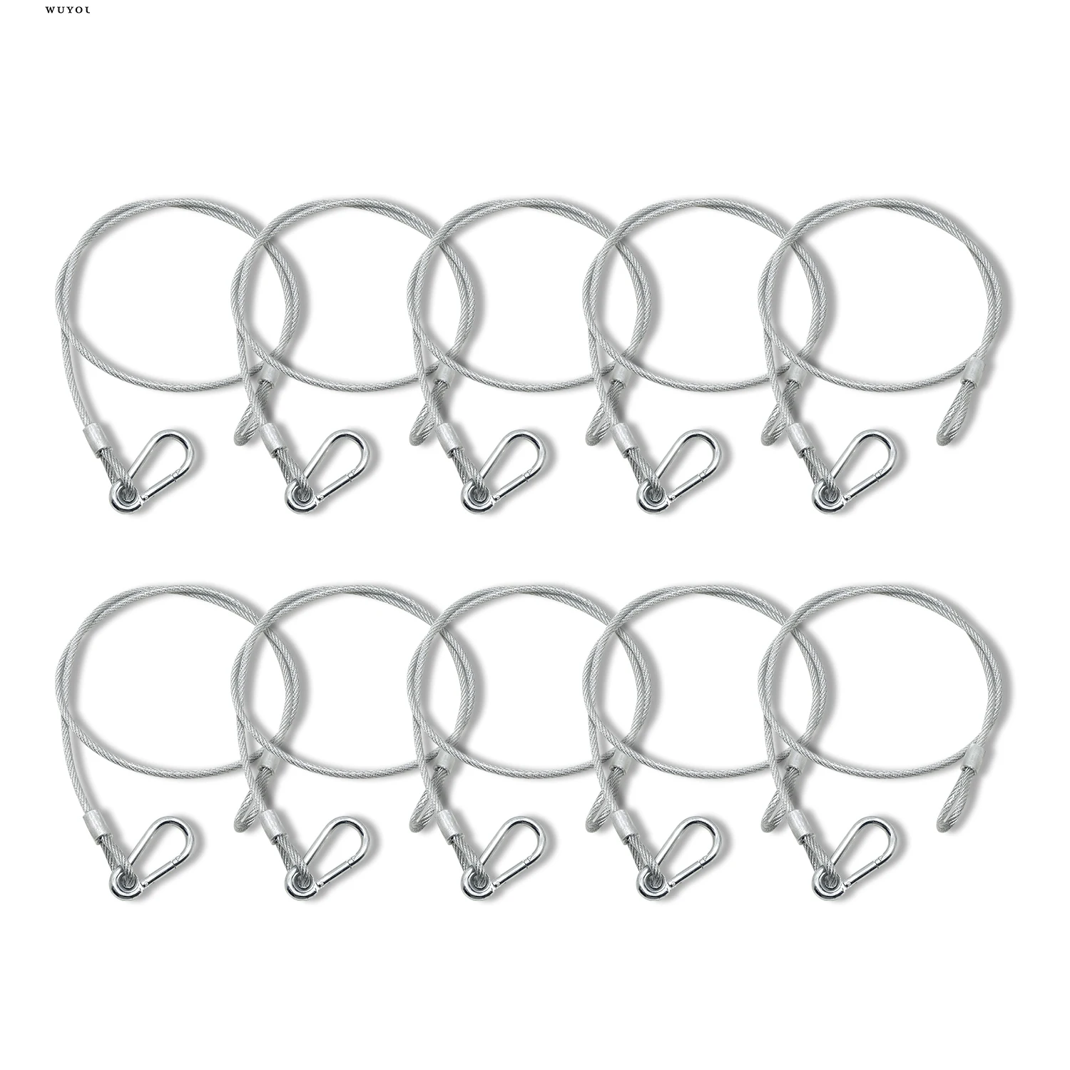 10 Stück für alle DJ-Discolichter: 3 mm x 700 mm Stahl-Sicherheitsseil, Bühnenbeleuchtungs-Sicherheitskabel, Moving Head Beam, langlebiges Stahlseil