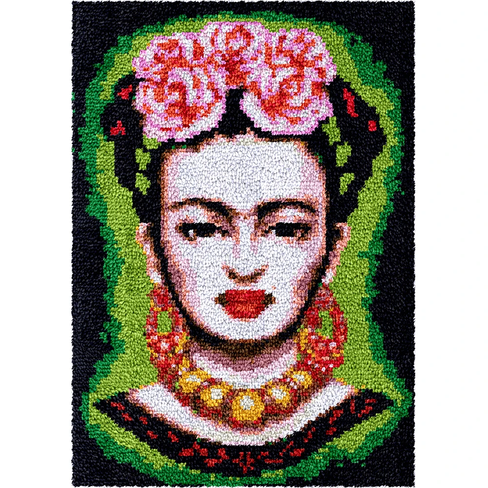 Tapestry Diy Latch Hook Kits Crochet Yarn Crafts Hooking handmade carpet work Rose lady printed Grid Canvas Pattern home decor