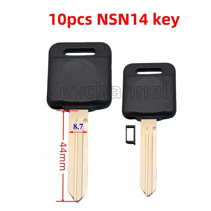 Keychannel 10pcs Transponder Key Shell Spare Chip Key Case With NSN14 Key Blade for Nissan Juke Kicks Micra Xtrail Rogue Sylphy