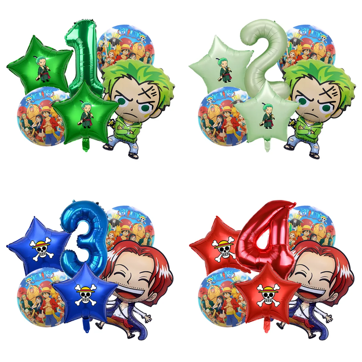 Wasserdichte Folienballons mit Anime-Print, transparent, für drinnen und draußen, Piraten-Themen-Geburtstagsparty-Dekoration