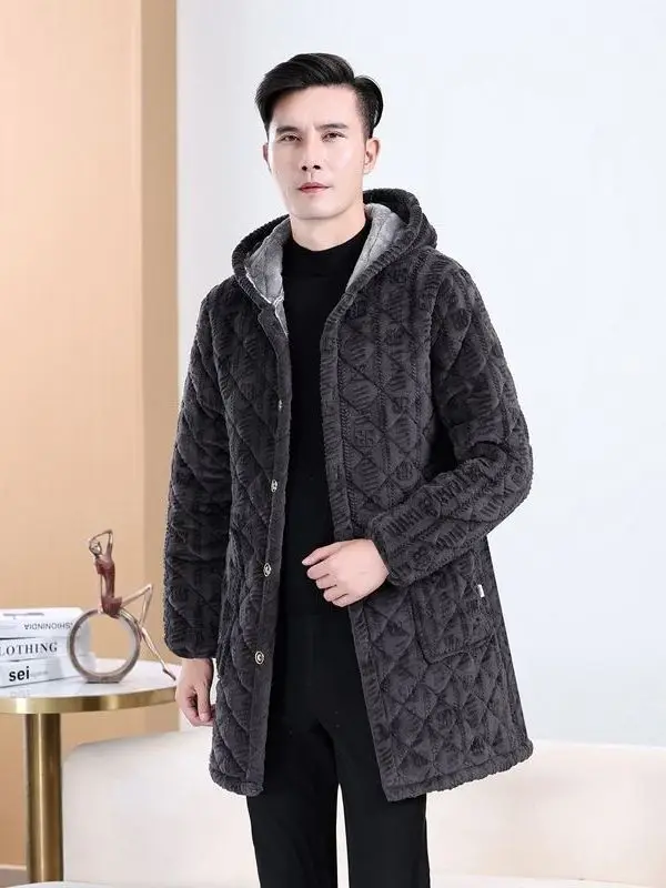

Зимняя мужская куртка Thiened Fce, повседневное длинное пальто с капюшоном, теплое, устойчивое к грязи, свободная хлопковая одежда, молодежная одежда