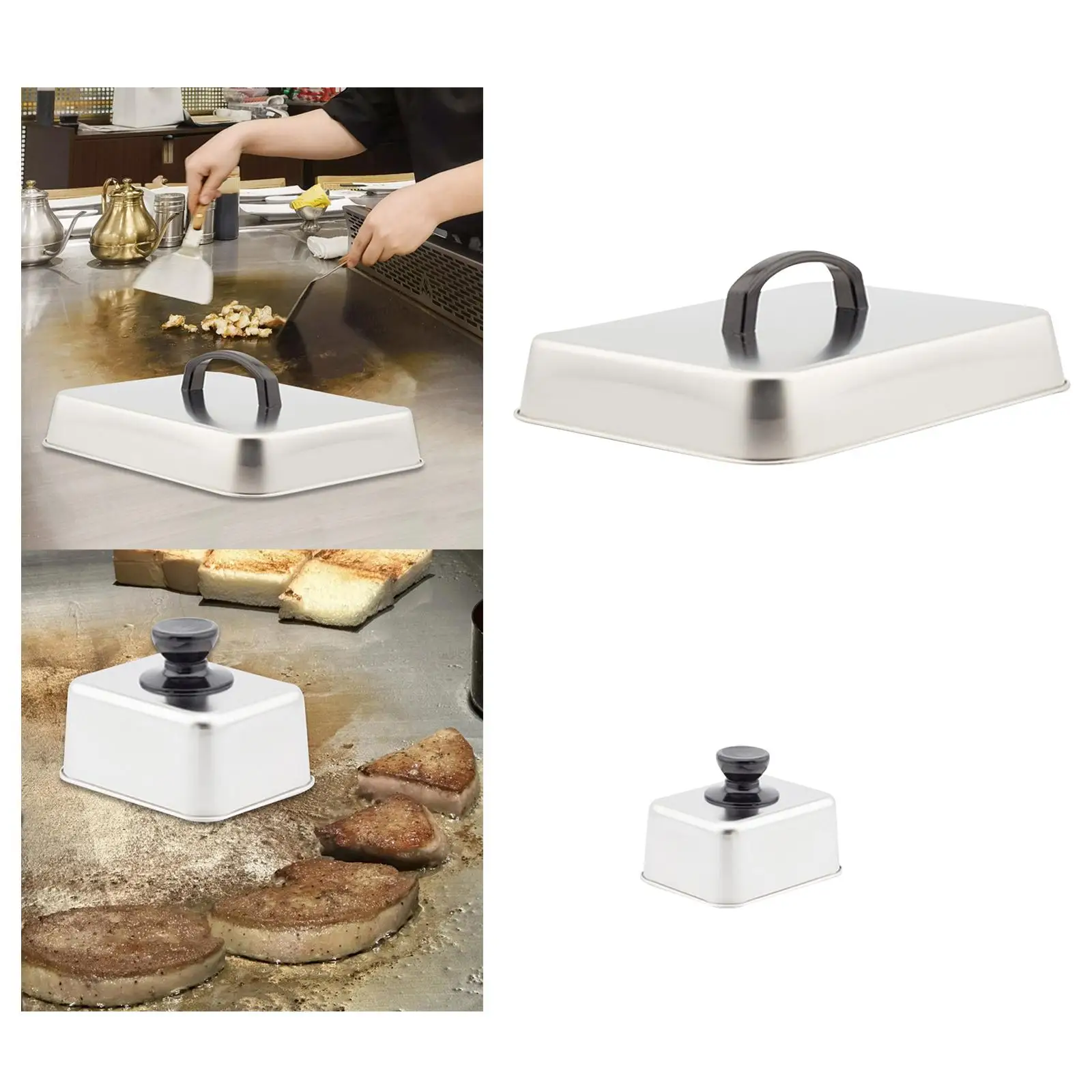 

Metal Grill Lid Sturdy Steaming Cover Lid for Barbecue Burgers Sandwiches