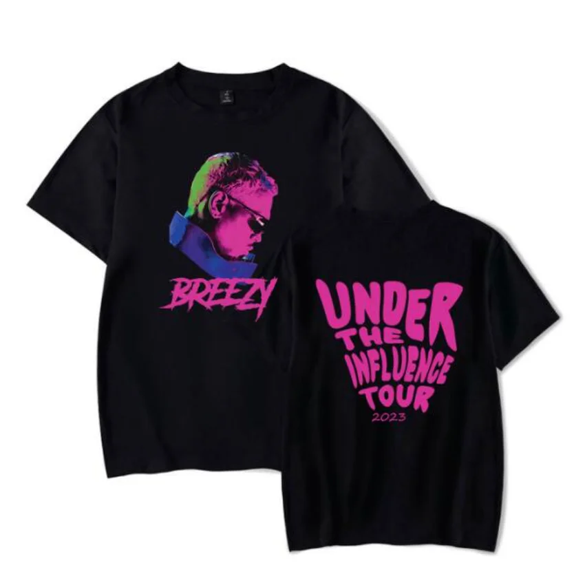 Breezy Under The Influence Tour 2023 Chris Brown Merch T Shirt Women Men Summer Crewneck Short Sleeve Funny Tshirt Graphic Tees