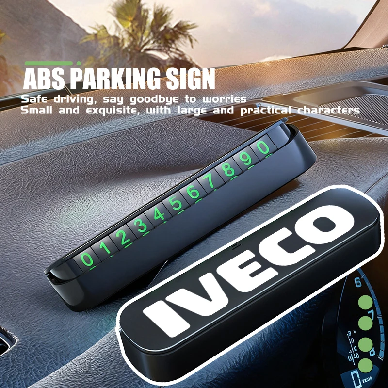 Placa de matrícula portátil universal para aparcamiento temporal con número de teléfono para IVECO Daily e-Daily 4x4 Eurocargo S-eWay T-Way Stralis ‌