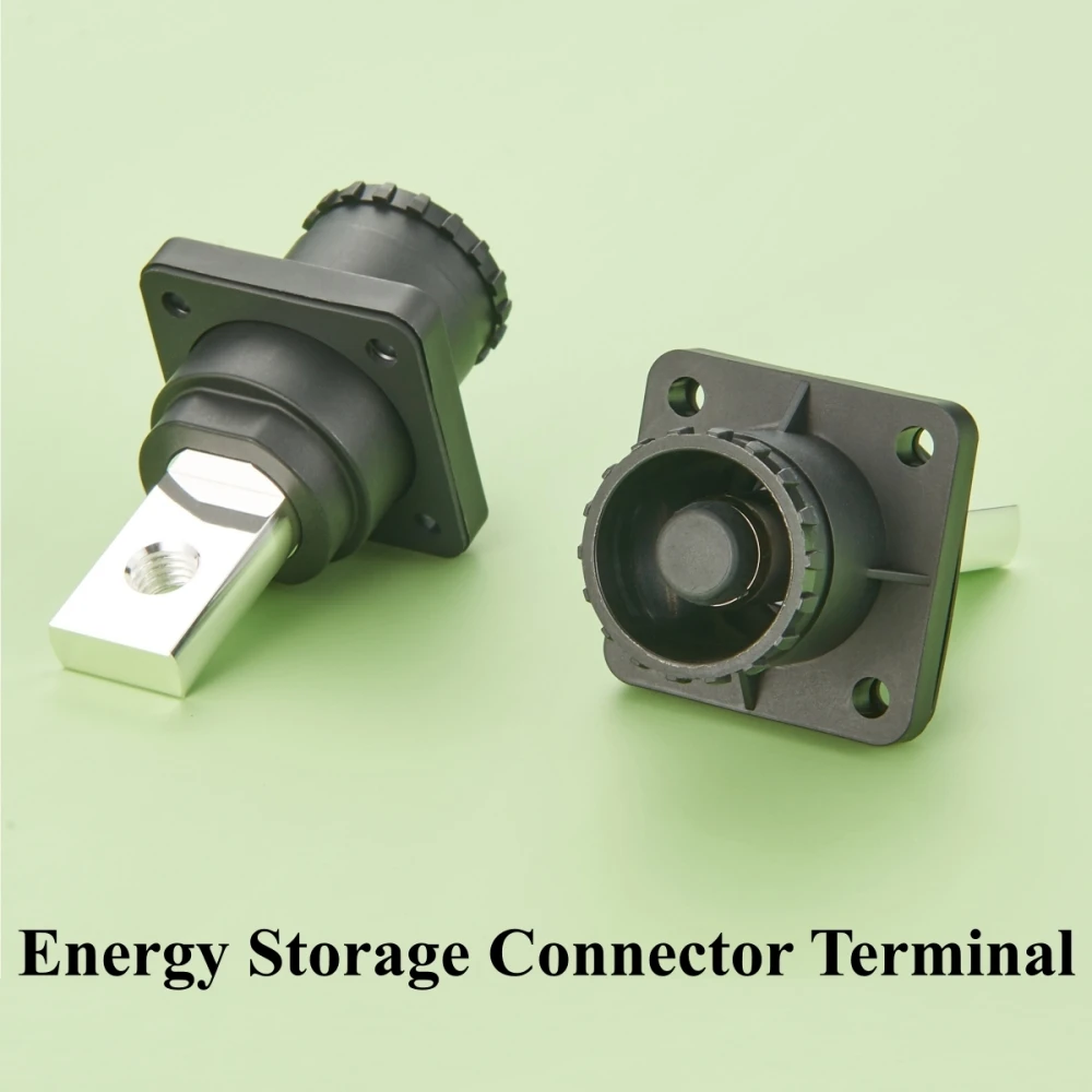 

IP67 High Voltage Current Power Battery Energy Storage Connector 350A 95mm² Electric Vehicle Busbar Terminal Flange Mount Socket