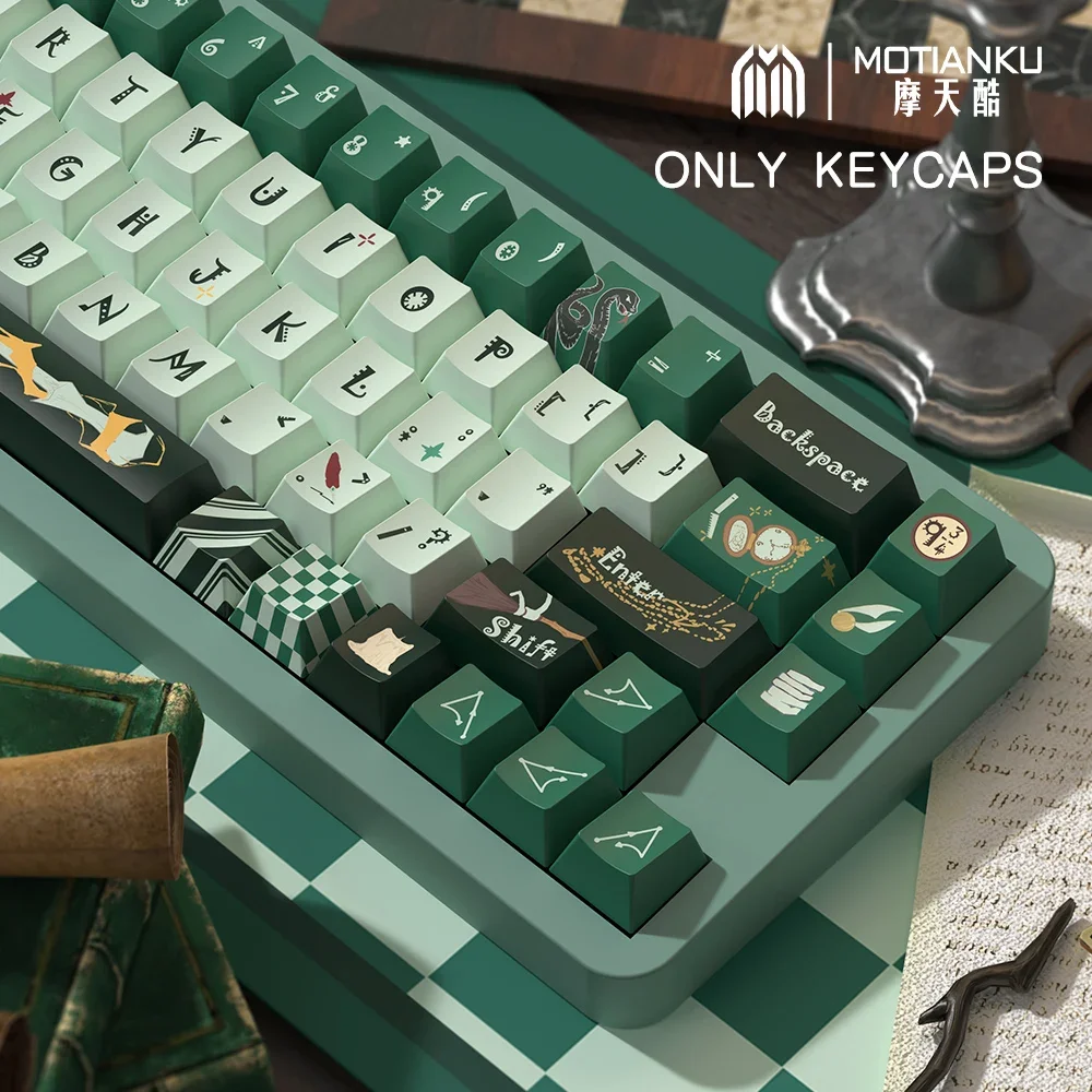 SLYTHERIN موضوع الكرز/MDA الملف الشخصي لوحة المفاتيح الميكانيكية أغطية المفاتيح 7U ISO الكرتون شخصية Keycap للمهووسين والاعبين