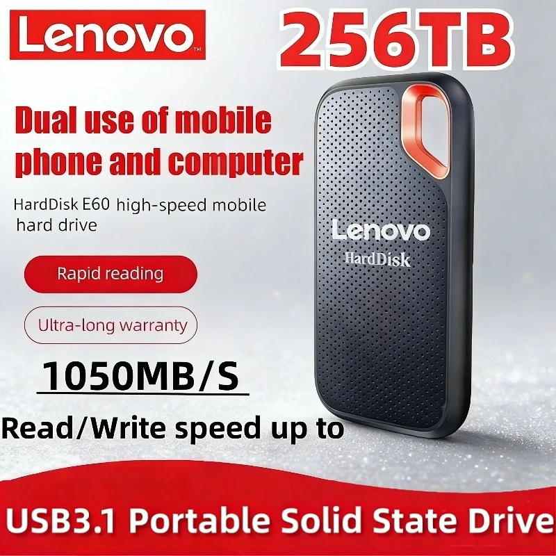 

Внешний жесткий диск Lenovo USB 3.1 HD Mobile SSD E61 2 ТБ 4 ТБ 16 ТБ 256 ТБ для ноутбуков, PS5, мобильных устройств, HDD-накопителей