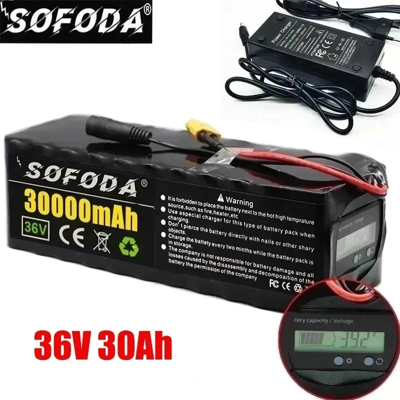 

36V Battery 10S4P 30Ah Battery Pack 500W High Power Battery 42V 30000mAh Ebike Electric Bicycle xt60 BMS with Capacity Indicator