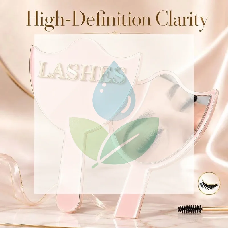HD Glass Handheld Lash Extension Mirror Smooth Edge Precision Makeup Tool for Women Daily Eyelash Makeup