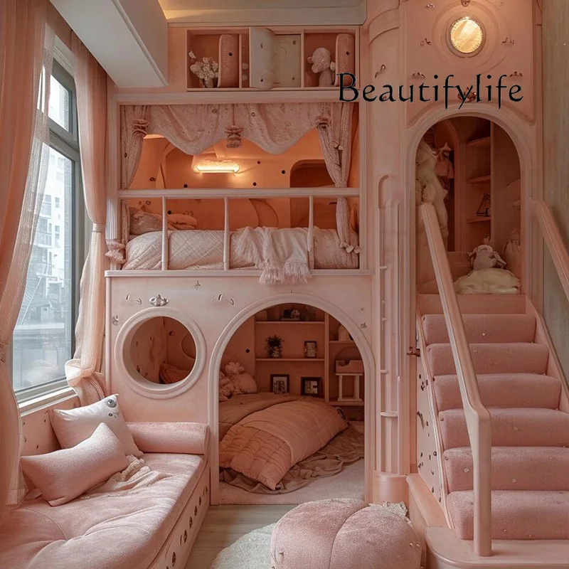 سرير أطفال أوروبي من Guardrail بتصميم مزدوج عادي مخصص للفتيات الصغيرات سرير الأميرة القلعة كاما Infantil أثاث المنزل