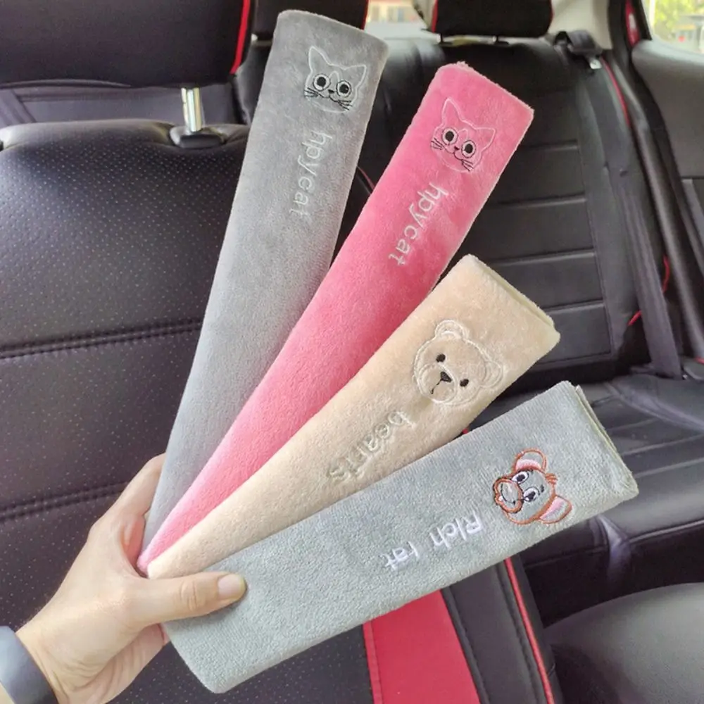 Cute Animal Car Seat Belt Cover Comfortable Decoration Safety Belt Protector Cartoon Lengthen Seatbelt Shoulder Pads