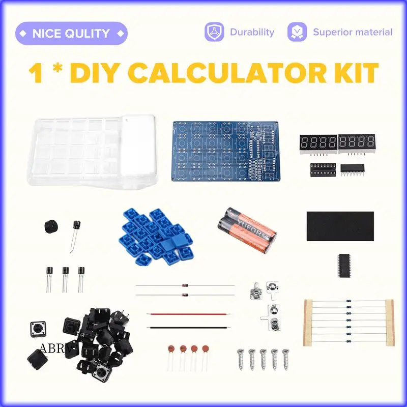 

Highly Recommended-Calculator DIY Kit With LED Display Calculator Electronic Making With Batteries For Learn Soldering Assembly