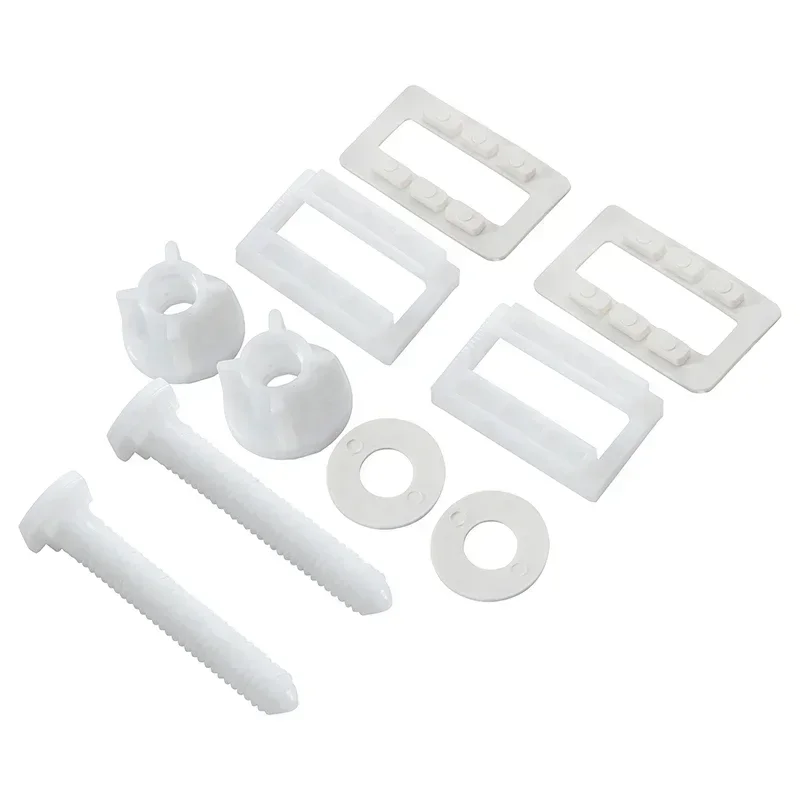 White Plastic Toilet Seat Toilet Hinge Bolts Screw Fixing Fitting Kit Bathroom Part with Nuts and High Quality Washers Tool