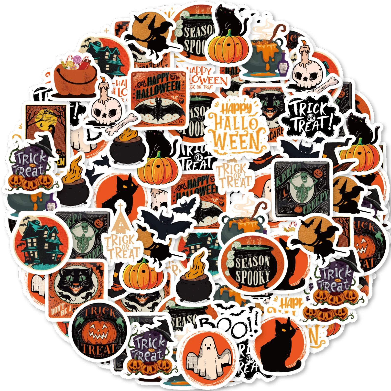46pcs Halloween Stickers for Laptops, Water Bottles, Suitcases, Phone Cases, Home Decor, Scrapbooking Supplies, Kids Crafts