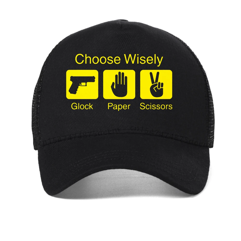 

Choose Wisely Glock Scissors Funny baseball cap Mens Summer new European and American style Snapback hats adjustable trucker cap