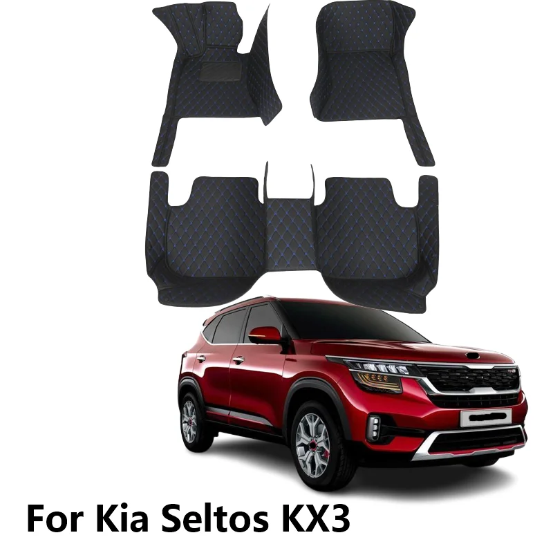 

Автомобильные коврики для Kia Seltos KX3 2023 2022 2021 2020, водонепроницаемые коврики для автостайлинга на заказ, аксессуары для интерьера, накладки для ног, коврики