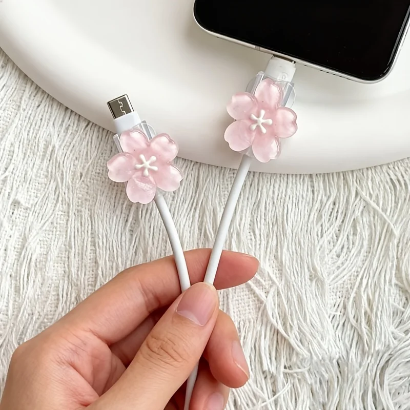 Sakura Data Cable Protector Kit, No Batteries, Cute Holiday Gift for Birthday, Wedding & Valentine’s Day