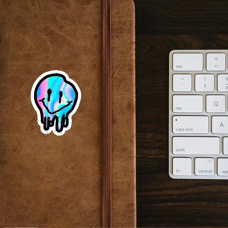 1PC Trippy Melting Smile Car Sticker, Holographic Face Decal for Cars, Trendy Ornament to Upgrade Your Car’s Appearance