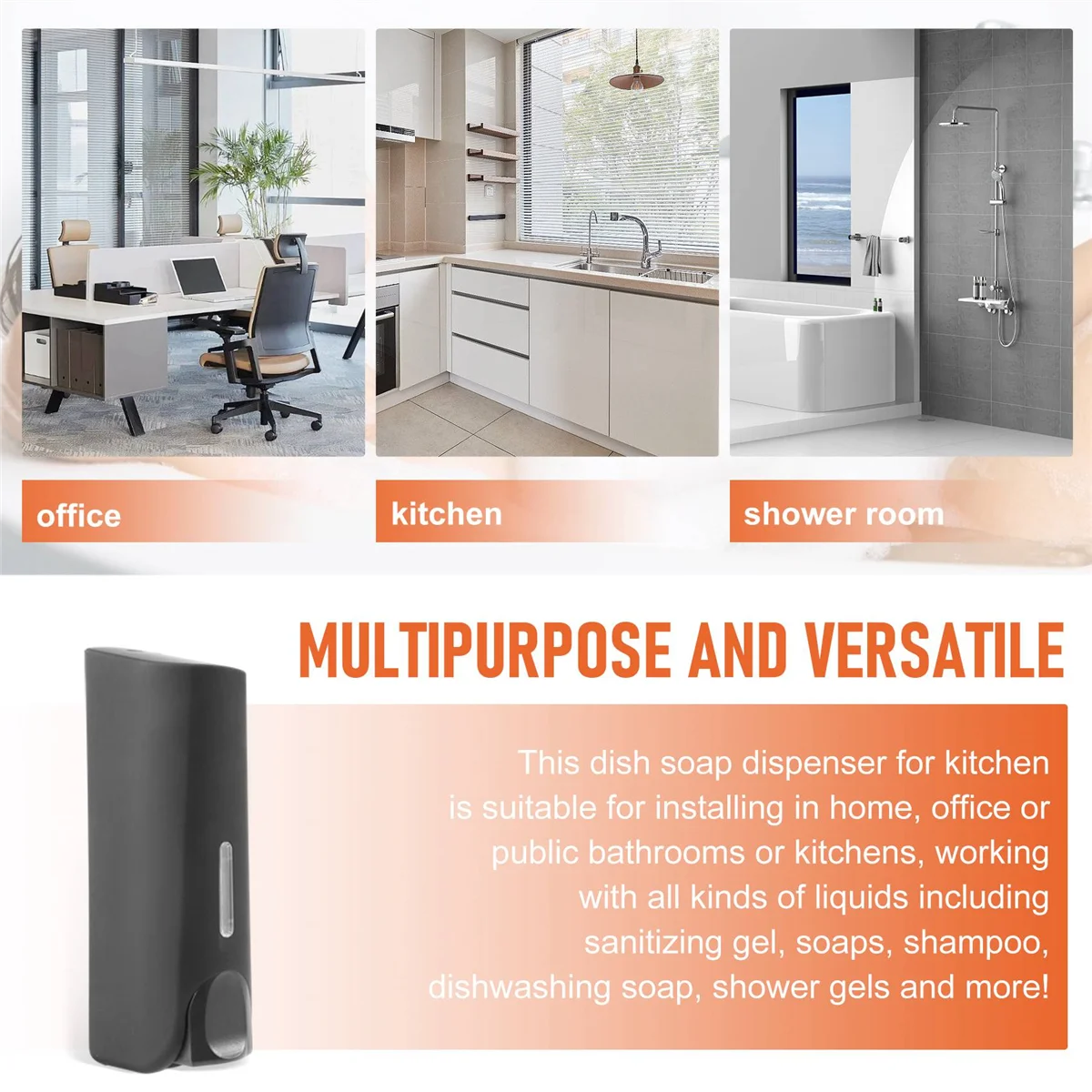 350Ml Soap Dispenser Wall Mounted Manual Soap Dispenser Bathroom Shower Gel Liquid Shampoo Dispenser Holder