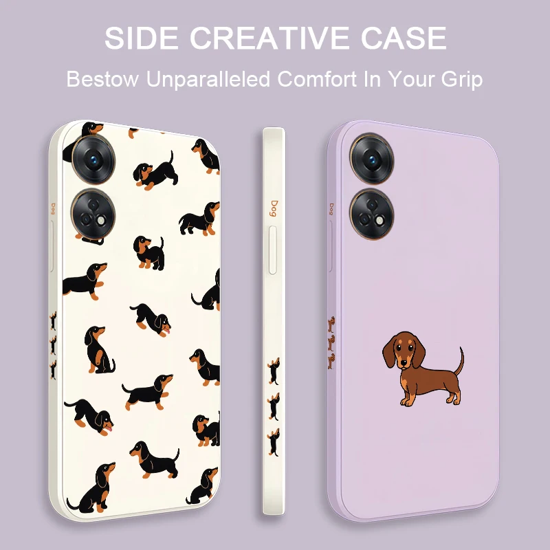Cartoon Dachshund Dog Phone Case For OPPO Reno 8T 8 Pro 7 6 5 4 Lite 2Z 7Z 5Z 4F 5F 2F Silicon Soft Lens Protect Back Cover Etui