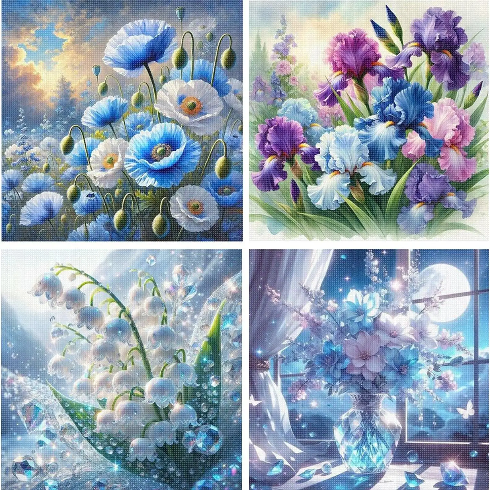 Vollständig besticktes Baumwollgarn 11CT Bedrucktes Blumen-Kreuzstich-Set Kunst
