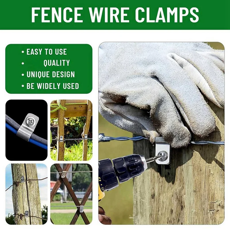 Fence Wire Fence Clips Agricultural Fencing Mounting Clips, Stainless Steel Screw Wire Clamps With Screws (300Pcs)