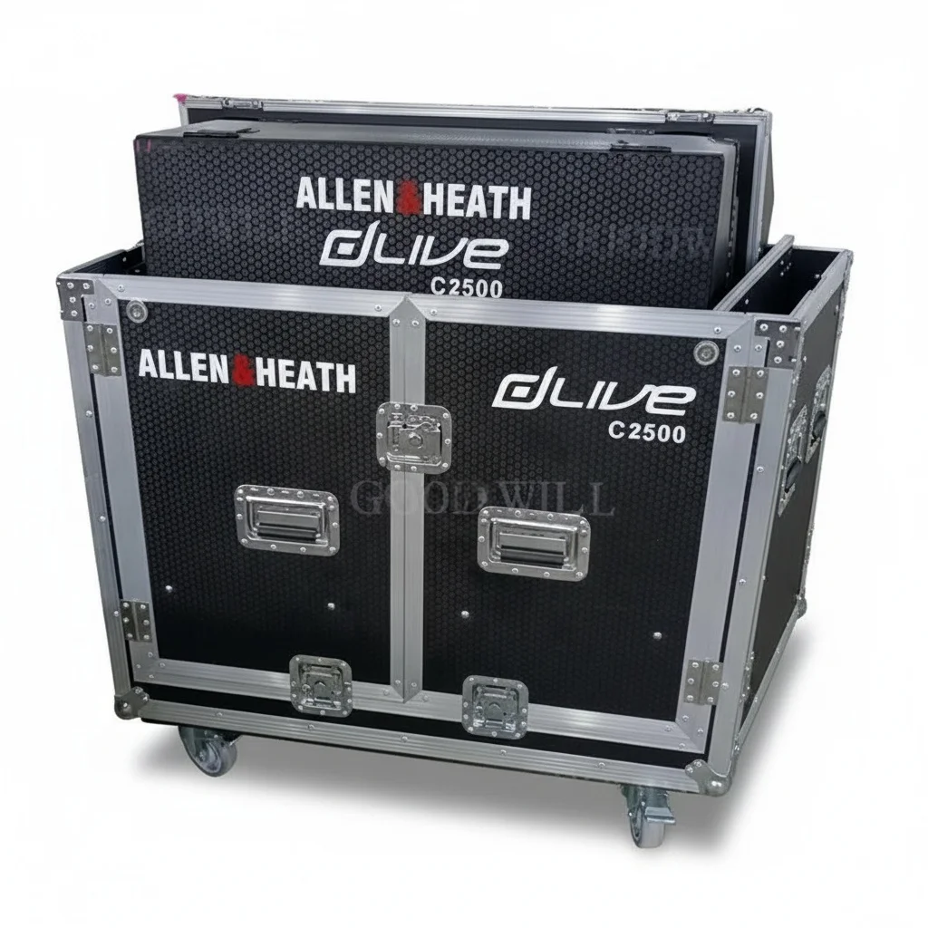 

ATA Flight Case, Aluminum Hydraulic Flip Case for Allen & Heath DLive C2500 Mixer, Shockproof Heavy Duty Plywood Mixer Road Case