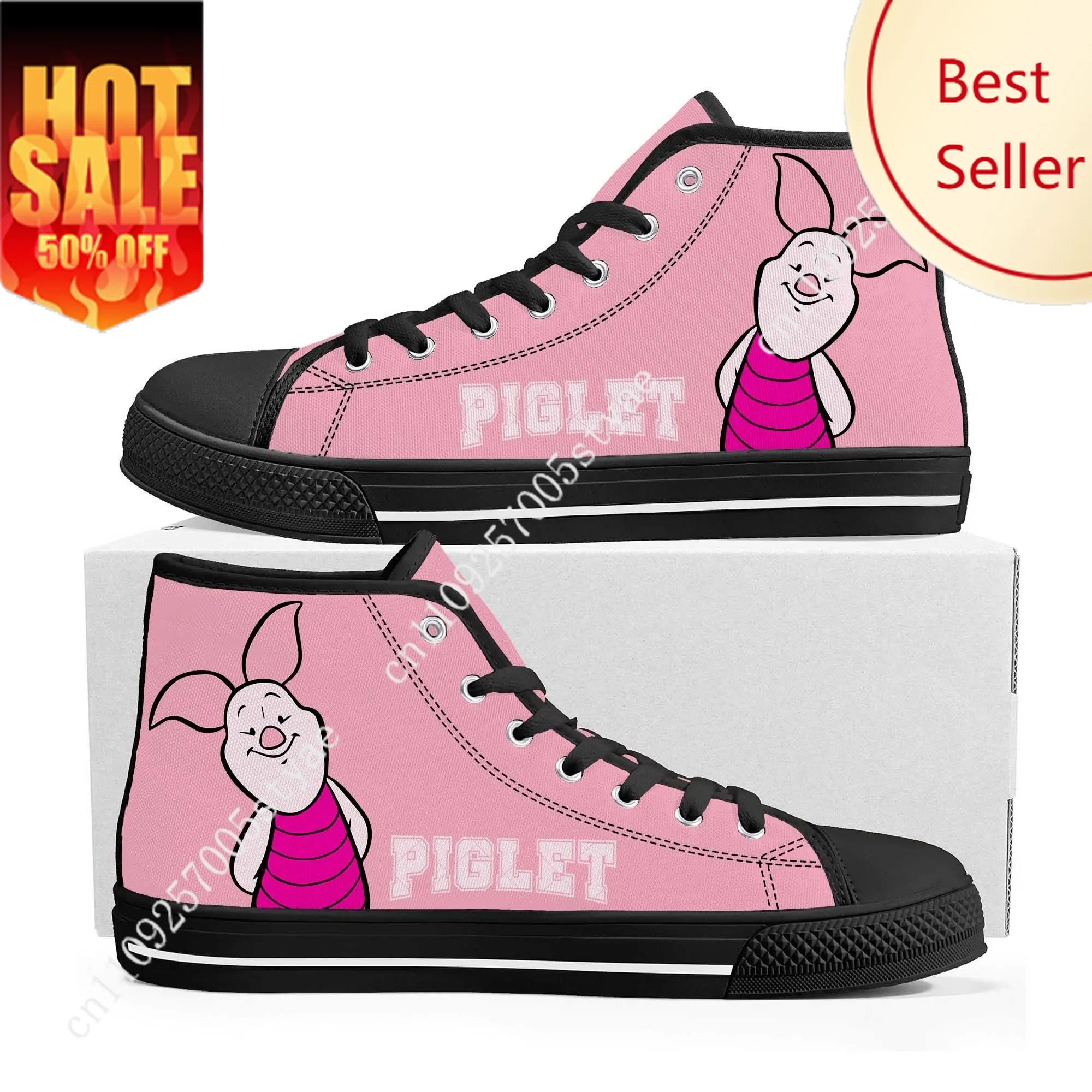 

Piglet High Top Sneakers Disney Cartoon Movie DIY Decorate Shoes Design Your Photo Party Holiday Gifts Custom Shoe