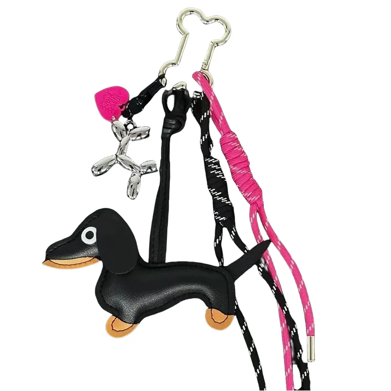 Dachshund المفاتيح حقيبة جلدية حزام شخصية سيارة قلادة مياو نمط حقيبة يد ملحق للنساء #5