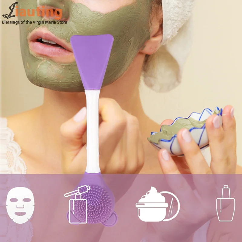 2w1 Silikonowa szczoteczka do oczyszczania twarzy i aplikacji maseczek, szpatułka do głębokiego oczyszczania, złuszczająca, do usuwania zaskórników, pielęgnacji porów i skóry twarzy
