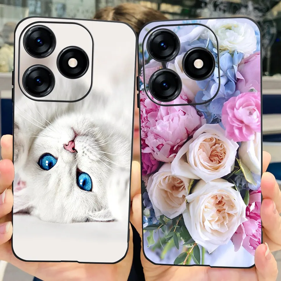 حافظة زهور لهاتف Tecno Spark 10 Pro Spark10 10c Coque Fundas غلاف رسم أسود ناعم غير لامع لحقيبة Tecno Spark 10c 10Pro #6