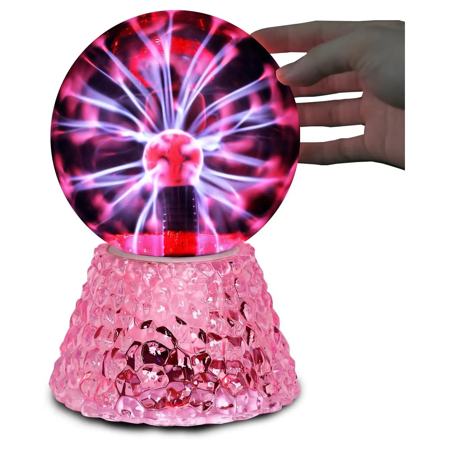 Lumiup Magic Plasma Ball, Sound and Touch Sensitive Plasma Lamp, 5 Inch Ball Light, Red Flash Crystal Table Lamps, 12V