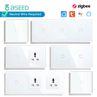 BSEED Zigbee 1/2/3Gang Touch Smart Light Switches 1/2/3Way Tuya Smart Life App Control Plus Universal Wall Socket Plugs