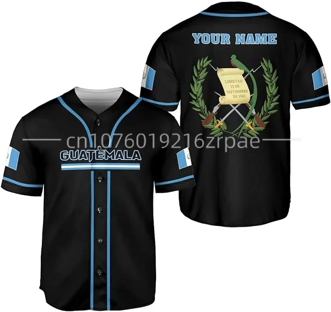 2024 Summer New Customized Guatemala Baseball Shirt 3D Printed Men's and Women's Casual Fashion Street Baseball Jersey