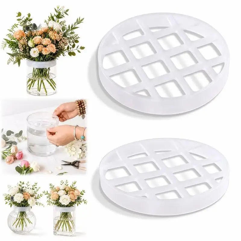 Plastic Flower Arrangement Grid Holder Sturdy Grid Design Keeps Stems Upright For Home Floral Decor Wedding DIY Projects