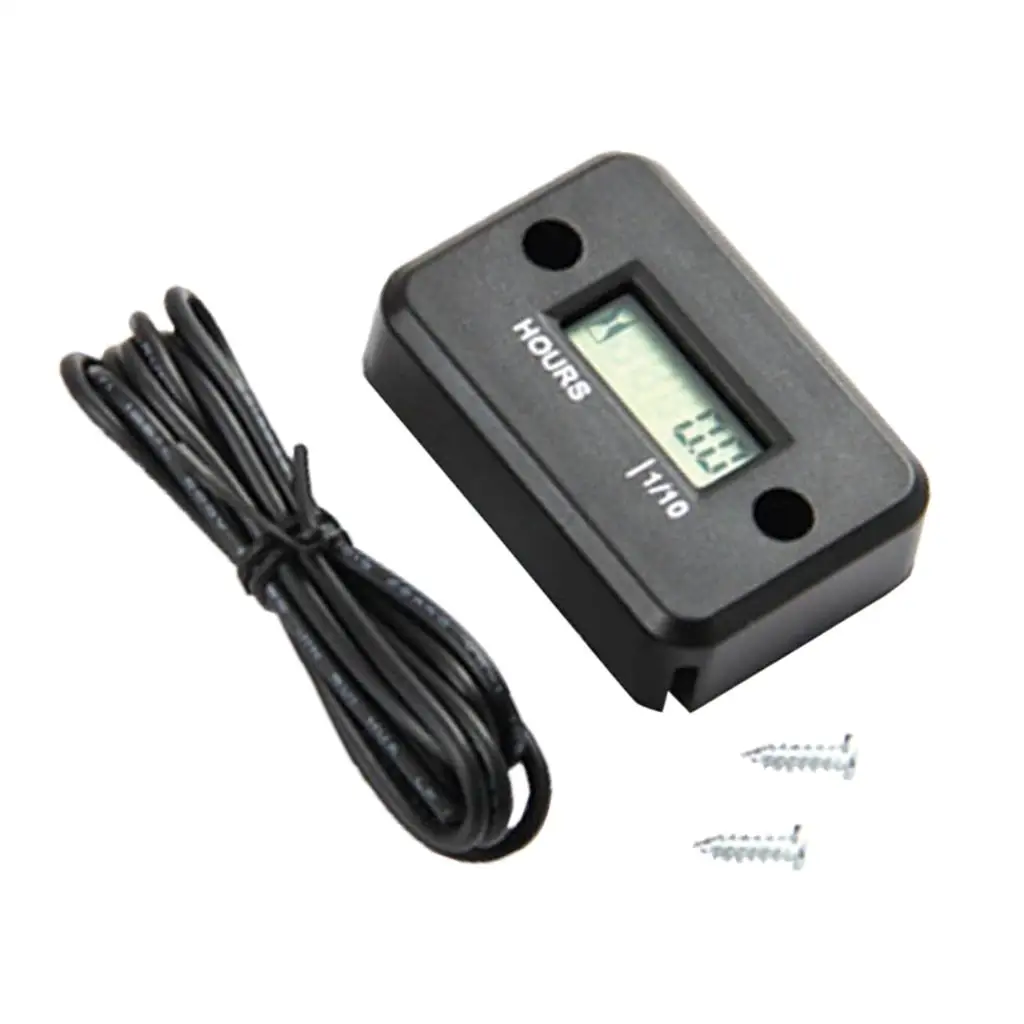 Black Inductive Hour Meter for Marine ATV Motorcycle Dirt Ski Waterproof