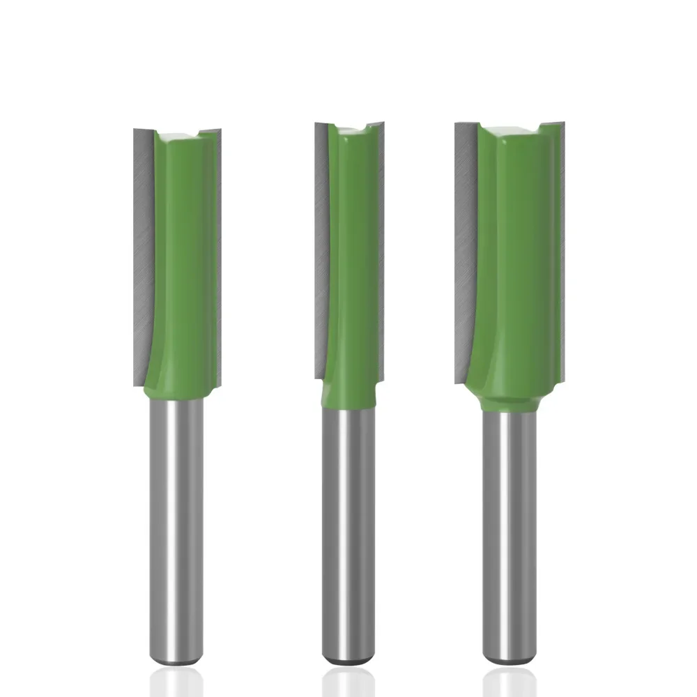 Brocas de enrutador de vástago de 6mm y 1/4 pulgadas, fresa recta de flauta doble individual, broca enrutadora de carburo de tungsteno para madera, herramientas de carpintería