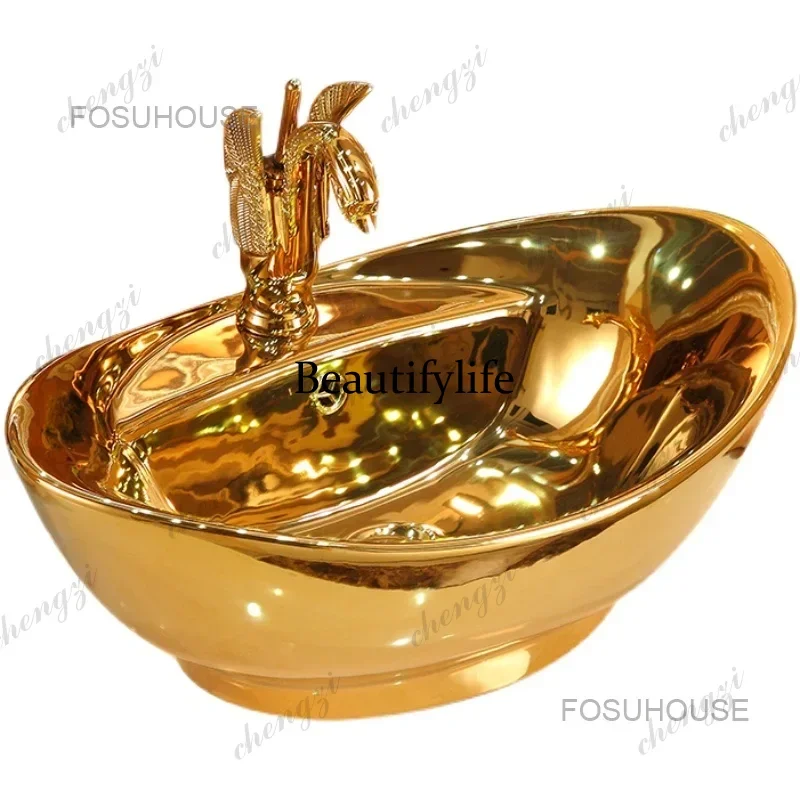 z331 Gold Bathroom Sinks Ceramic Bathroom Sinks Art European Toilet Basin Wash Basin Modern Washing Hand Basin