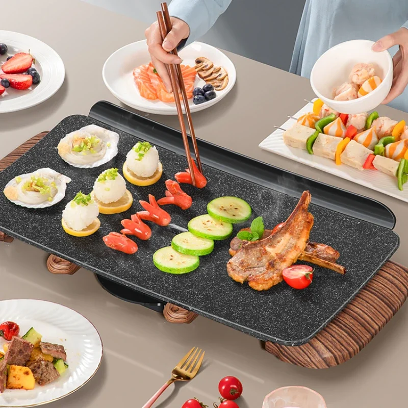 Social Party Grill Pan Low Smoke Ceramic Skewer BBQ Korean Iron Griddle Essential Household Barbecue Tool