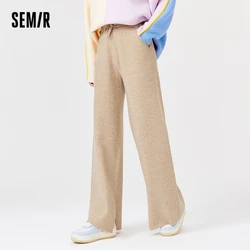 Semir pantaloni Casual donna ricamato tinta unita fessura gamba larga Versatile inverno nuovi pantaloni di lana larghi