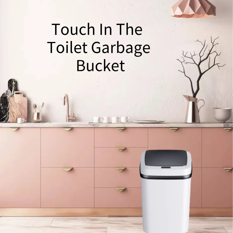 

Touch In The Toilet Garbage Bucket 13L Smart Garbage Bucket Waste Bins For Kitchen Bathroom Living Room,Home Convenient Suppies