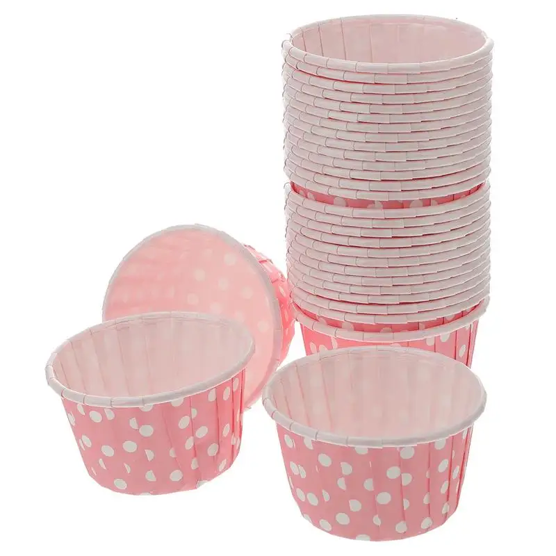 

50 Pcs Ice Cream Cups Paper Pudding Pink Disposable Plates Dessert Container Jelly Togo Containers Food Glasses For Desserts NEW