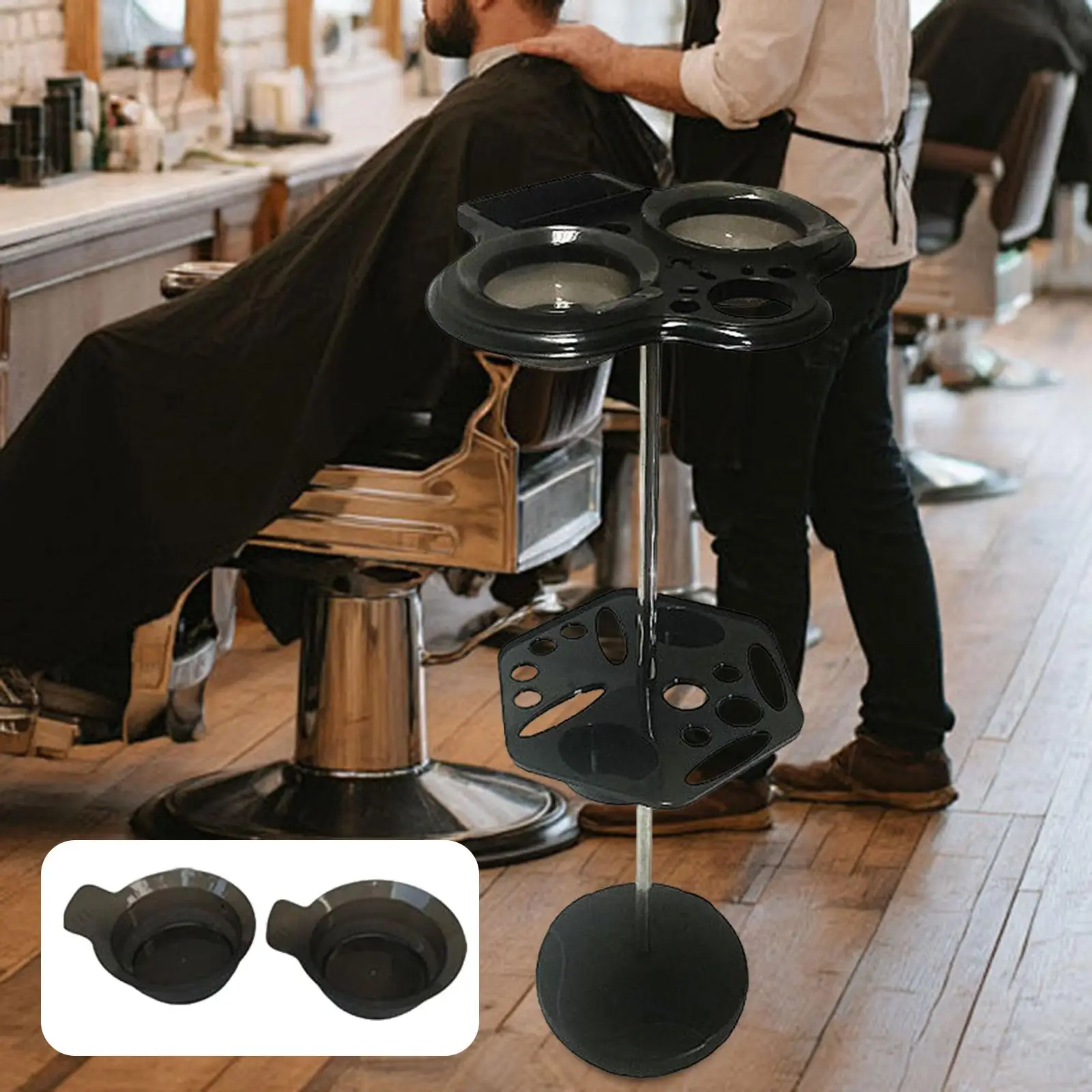 

Hair Color Rack Versatile with 2 Mixing Bowls Stylist Workstation Salon Tray