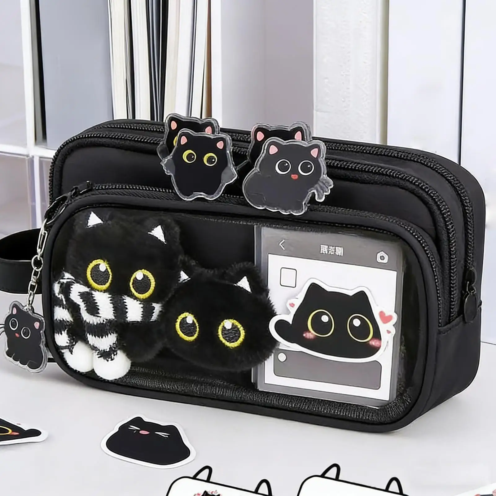Girls Pencil Case with Gel Pens Sticky Notes Animal Pencil Case Stationery Supplies for Marker School Supplies Kids Teen Girls