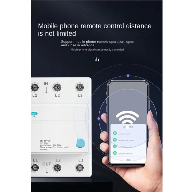 ABCA-WIFI Enabled Smart Circuit Breaker 4P 3 Relay Remote Control Switch Cut Off Live Wire Countdown Timer For TUYA, Smartlife A